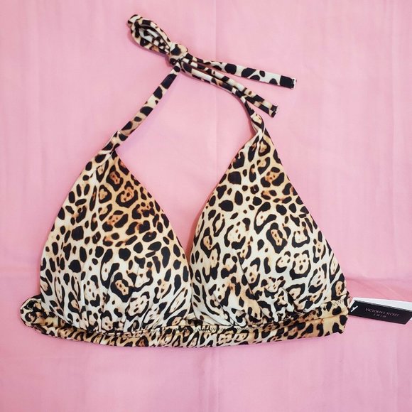 Victoria's Secret Push Up Triangle Swim Top Medium M Bikini Top Leopard - Picture 6 of 6